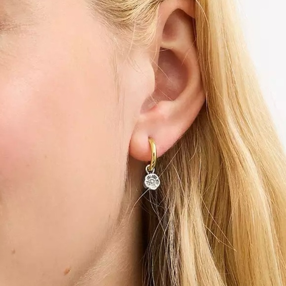 NWT Coach Mini Tea Rose And Cherry Charm Hoop Earrings - Picture 3 of 4